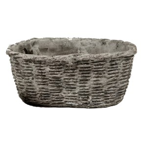 Slickblue Large Concrete Planter, Oval Shape with Basket Design, Indoor or Outdoor, Modern Farmhouse, Gray, 9x5x4" - 1 of 3
