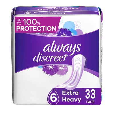 Always Discreet Extra Heavy Absorbency 6 Drop Base Pads - 33ct