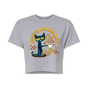 Women's - Pete the Cat - Piping Hot Coffee Cropped Graphic T-Shirt - 1 of 4