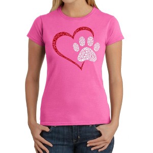 LA Pop Art Paw Heart - Women's Word Art T-Shirt - 1 of 4