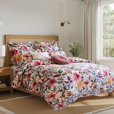 Mona Floral Watercolor Cotton Euro Sham Set of 2