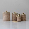 Storied Home Rattan Wrapped Stainless Steel Canisters, Set of 4, Brass Finish - 4 of 4