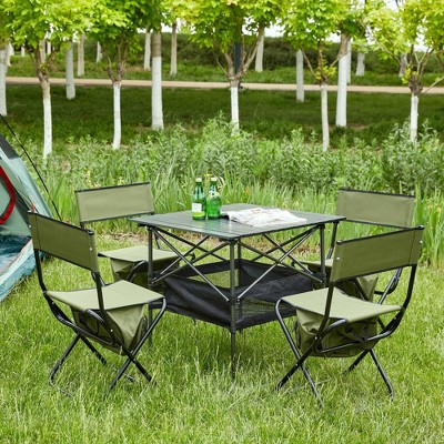 Sevobal Outdoor Portable Chairs 5PCS Folding Table and Chair Set with Storage Bag for Patio Garden Backyard, Multicolored, 27.56"*27.56"*27.56"