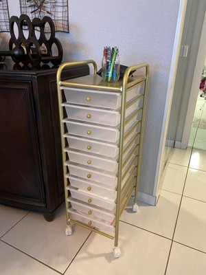 Honey Can Do 10-Drawer Gold Rolling Storage Cart