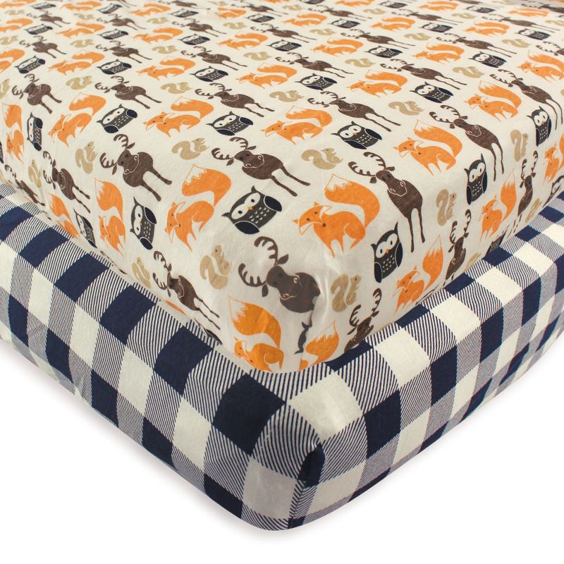 Hudson Baby Infant Boy Cotton Fitted Crib Sheet, Forest, One Size, 1 of 3