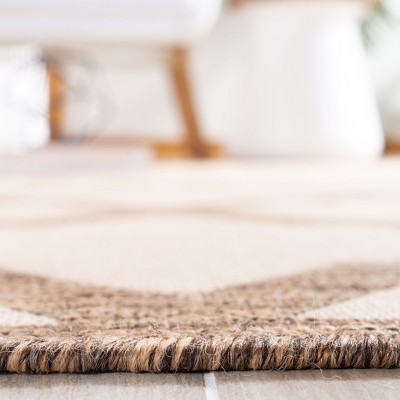 Cream and Beige Geometric Synthetic Rectangular Area Rug 5'3" x 7'6"