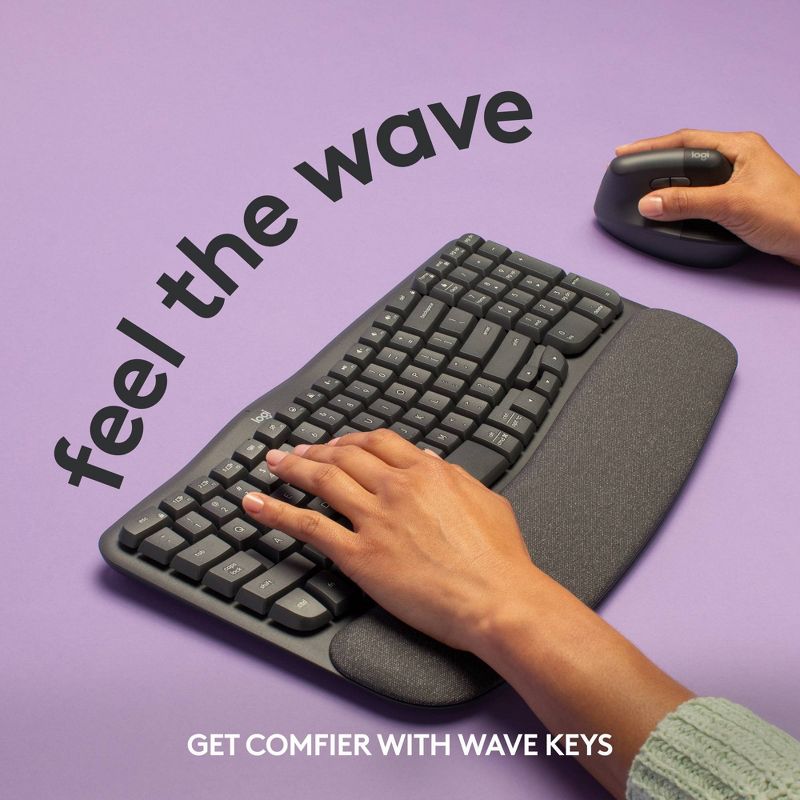 Logitech Wave Keys Bluetooth Keyboard - Black, 3 of 12