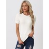 Allegra K Women's Casual Summer Round Neck Knit Ruched Sleeve T-Shirt - 2 of 4