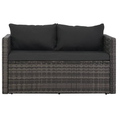 Gray 3-Piece Rattan and Steel Patio Dining Set with Cushions