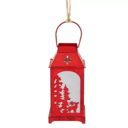 Northlight 5.5" Lighted Red Reindeer Silhouette Lantern Christmas Ornament