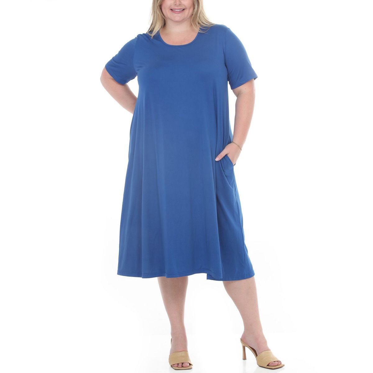 Plus Size Tee Swing Midi Dress -White Mark - thumbnail 6
