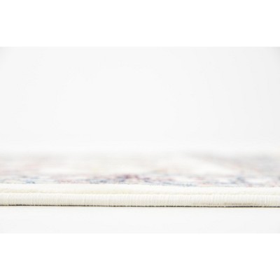 Ivory and Blue Persian Style Rectangular Area Rug 4' 1" x 6' 1"
