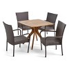 GDFStudio Tunica Outdoor Acacia Wood and Wicker 5 Piece Dining Set - 2 of 4