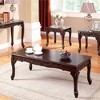 3pc Solid Wood Coffee Table with Cabriole Legs, Intricate Design and Parquet Top for Living Room - 2 of 4