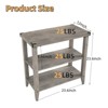 Grey Farmhouse End Table, 3 Tier Rustic Side Table, Narrow Sofa Table Set of 2 with Ample Storage Shelf - 2 of 4