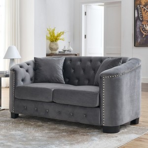 NicBex 59/77 Inch Loveseat,Modern Chesterfield Velvet Loveseat Sofa with Tufted Backrests,Upholstered Couch for Living Room,Bedroom,Lounge - 1 of 4
