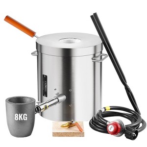 VEVOR Propane Melting Furnace Kit, 8KG/18lbs Gas Metal Melting Furnace Kit, Foundry Home Kiln with Crucible,Wooden Handle,Smelting Casting Tool,Silver - 1 of 4