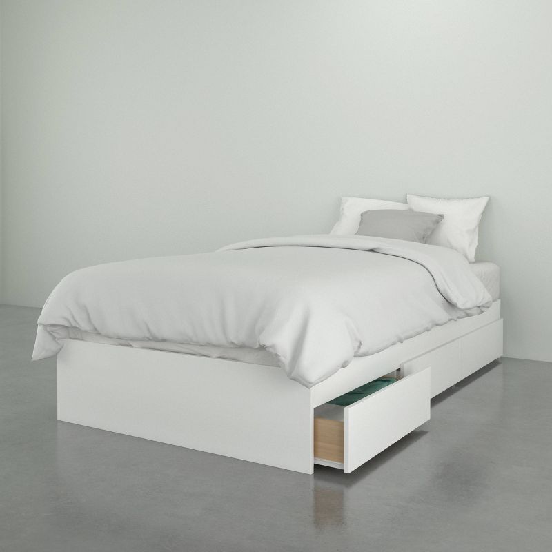 3 Drawer Storage Platform Bed White - Nexera, 1 of 6