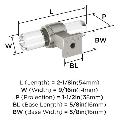 Glacio Clear and Satin Nickel Bar Cabinet Knob