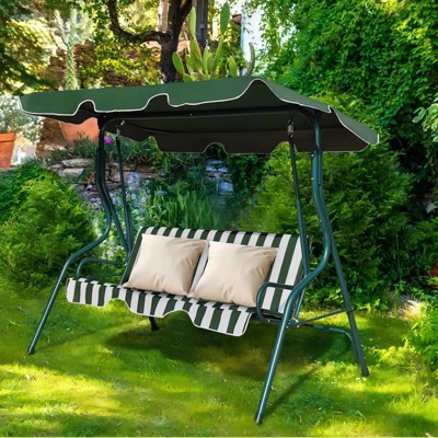 SKONYON 3-Seat Patio Swing Glider Chair with Canopy