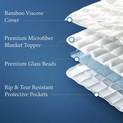 White Twin Cooling Rayon Bamboo Weighted Blanket with Glass Beads
