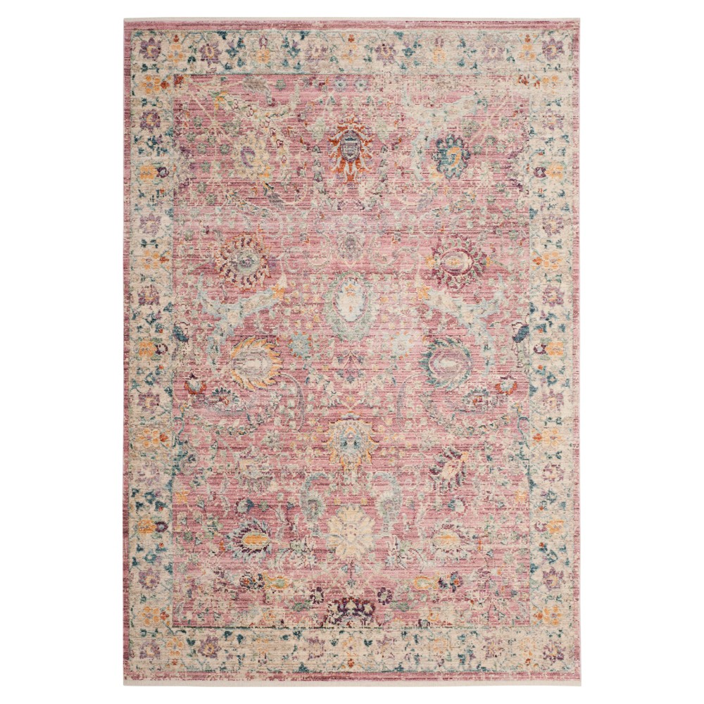 Rose/Cream Floral Loomed Accent Rug 4'x6' - Safavieh