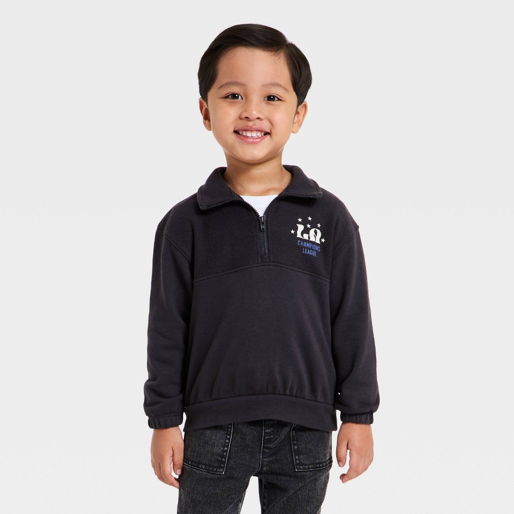 Grayson Mini Toddler Boys' LA Atheletic Club French Terry Quarter Zip Sweatshirt - Gray 2T