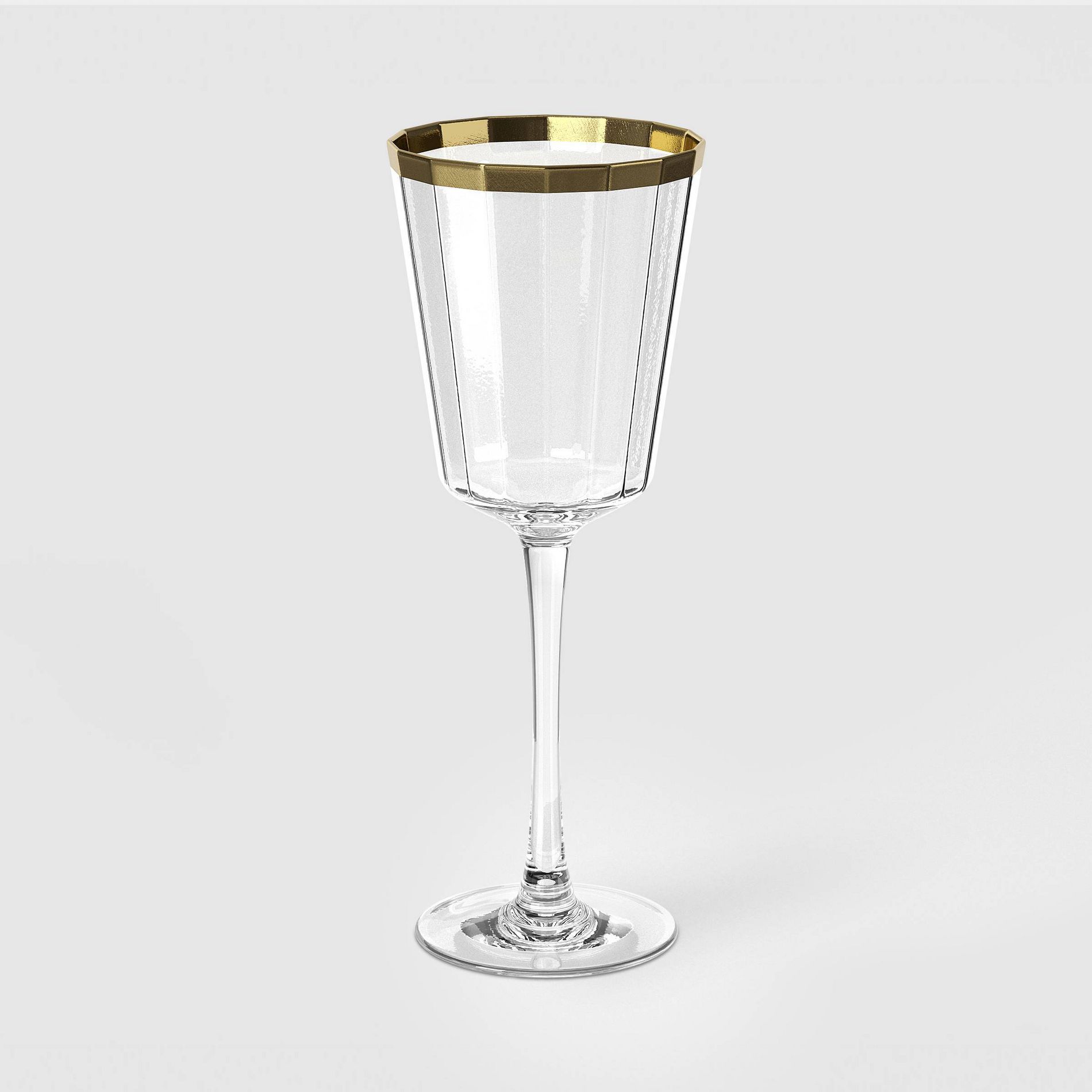 9.1 fl oz Faceted Stemmed Wine Glass Gold Rimmed Clear - Threshold™