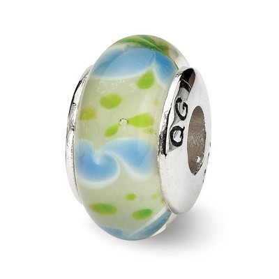 Black Bow Jewelry Blue and Green Glass Sterling Silver Bead Charm