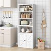 Farmhouse Bookcase with Doors, 71.4" Tall Wooden Bookshelf with 6 Shelves, 11.8" Deep Storage Display Cabinet - 4 of 4
