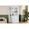 TiramisuBest 83.4"Tall Bookcase with LED Lighting–Modern Storage Bookshelf with 3 Drawers and Adjustable Shelves for Living Room and Home Office,White - 2 of 4