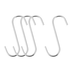 Unique Bargains S-shaped Extra Long Steel for Garden Bathroom Closet Hooks 4 Pcs - 1 of 4
