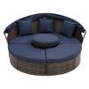 GDFStudio Regan Outdoor Patio Round Rattan Daybed with Retractable Canopy and Sectional Seating - 3 of 4
