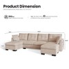 XIZZI 4-Piece Chenille Sofa Set with Large Chaise & Ottoman - Modern Sectional Sofa in White/Beige/Gray/Black, with Round/Square/Sloped Armrest - 2 of 4