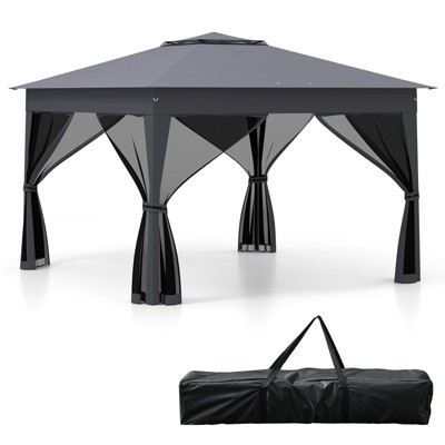 Tangkula 11 X 11 FT Pop up Canopy Tent w/ Mesh Screen Netting Carrying Bag Zippered Doors