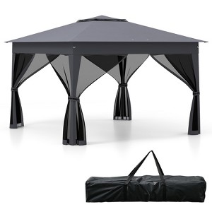 Tangkula 11 X 11 FT Pop up Canopy Tent w/ Mesh Screen Netting Carrying Bag Zippered Doors - 1 of 4