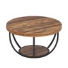 Resenkos Wooden Coffee Table, 2-Tier Round Central Cocktail Table with Shelves,Brown - 3 of 4
