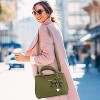 NPolar"Women’s Soft Leather Handbag Tote Shoulder Crossbody Bag with 7 Compartments & 47.64in Strap"Green - 3 of 4