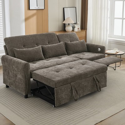 Versatile 2-in-1 Sofa with Pull-Out Sleeper, Reversible Recliner and USB Ports for Living Room or Guest Space-Maison Boucle