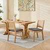Mid Century Modern Rattan Dining Chairs Set of 2,Linen Upholstered Dining Room Chairs,Farmhouse Cane Back Kitchen Side Chairs-Coolbibila - 3 of 4