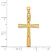 Black Bow Jewelry 14k Yellow Gold Reversible Diamond-cut/Satin Cross Pendant, 17 x 34mm - 4 of 4