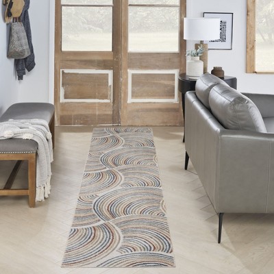 Astra Abstract Multicolor 2'2" x 10' Runner Wool-Synthetic Blend Rug