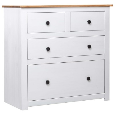 VidaXL Sideboard White 31.5 in.x15.7 in.x32.7 in. Pinewood Panama Range
