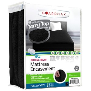 Mattress Protector with Zipper by Guardmax. Terry Cotton Waterproof, Bed Bug Proof, Soft & Comfortable Mattress Encasement with Deep Pockets. - 1 of 4