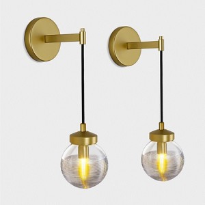 CityFurn 1-Light Modern Wall Sconce with Globe Glass (Set of 2) - 1 of 4