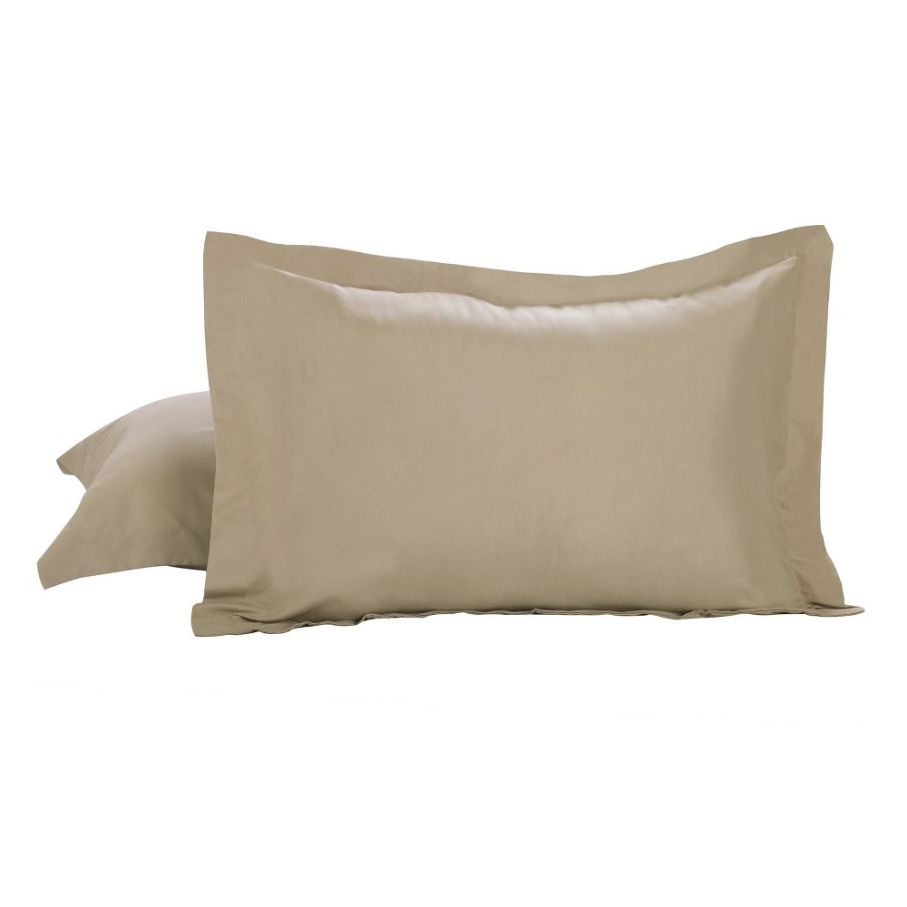 Photos - Pillowcase 2pk Standard Microfiber Tailored Pillow Shams Mocha - Today's Home