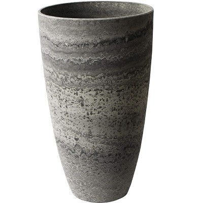 Acerra Gray and White Composite Outdoor Vase Planter
