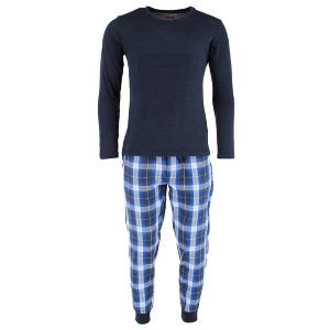 Ten West Apparel Men's Plaid Jogger and Crew Long Sleeve Pajama Set - 1 of 3