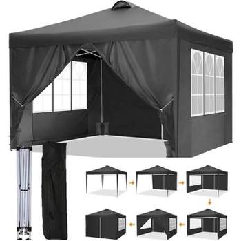 SUGIFT 10 x 10ft Canopy Tent with 4 Removable Sidewalls, Outdoor Party Wedding Gazebo Heavy Duty Tent for Backyard Patio BBQ, Black