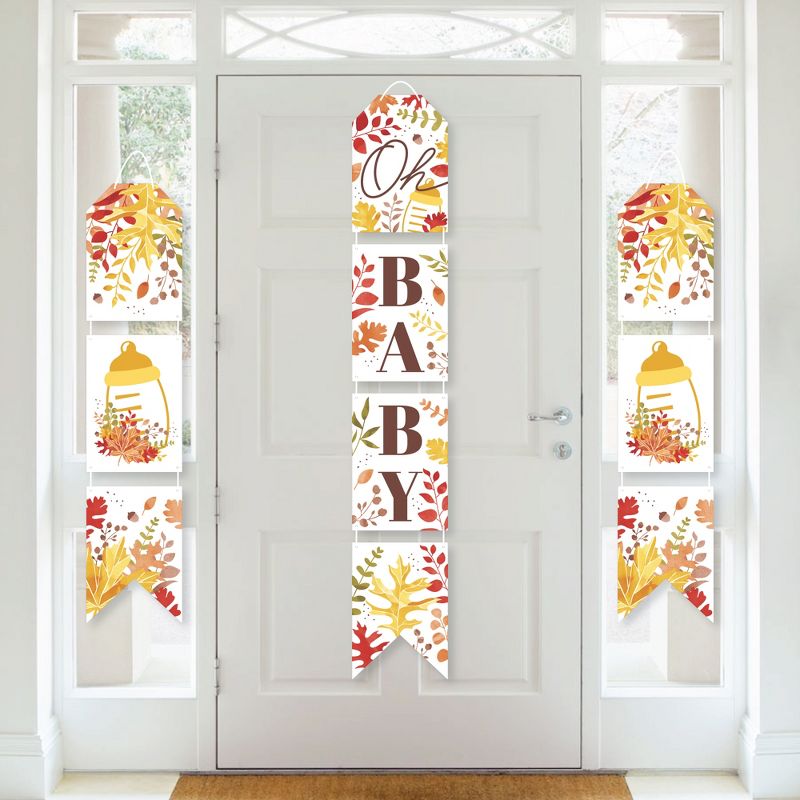 Big Dot of Happiness Fall Foliage Baby - Hanging Vertical Paper Door Banners - Autumn Leaves Baby Shower Wall Decoration Kit - Indoor Door Decor, 1 of 8